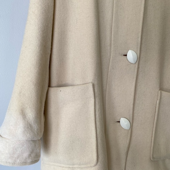 VINTAGE neutral cream slouch wool coat Sz. 12 - Picture 15 of 15